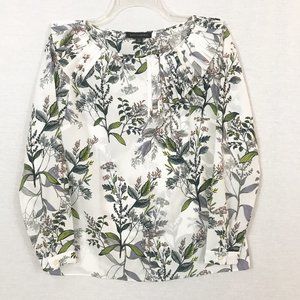 Banana Republic Collared Long Sleeve Floral Blouse